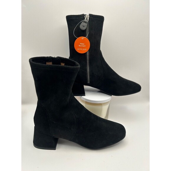 GENTLE SOULS By Kenneth Cole Elbert Women's Suede Block Heel Boots Black SZ 5M - Picture 3 of 7